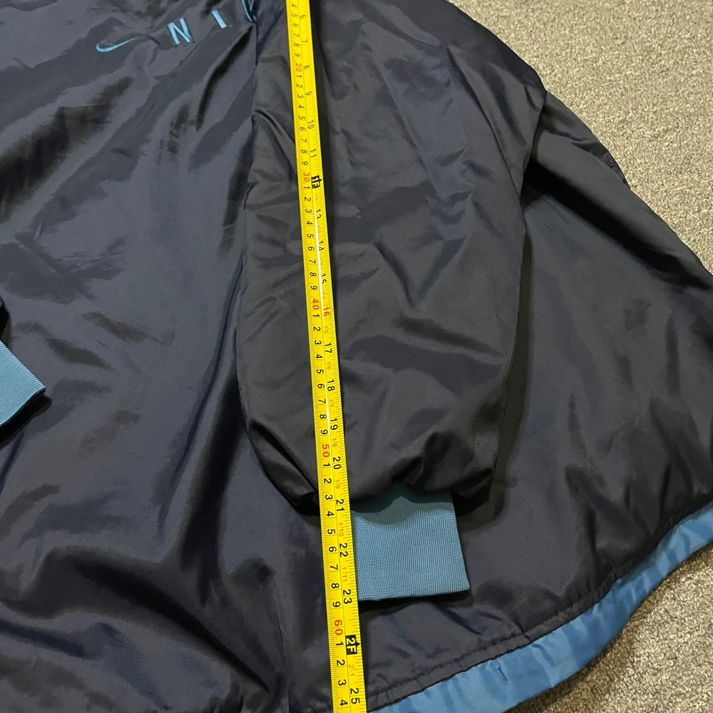 Vintage 90s Nike Navy Blue Hooded Jacket Youth L 12-14 Lined Windbreaker - Picture 6 of 12